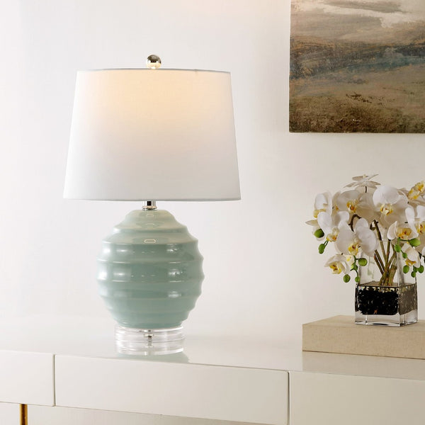 Safavieh WEMBLI, Set of 2 Robin's Egg Blue Ceramic Table Lamps, 22.5 Inch, Perfect for Modern & Classic Decor TBL4411A-SET2