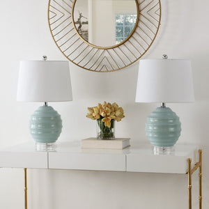 Safavieh WEMBLI, Set of 2 Robin's Egg Blue Ceramic Table Lamps, 22.5 Inch, Perfect for Modern & Classic Decor TBL4411A-SET2