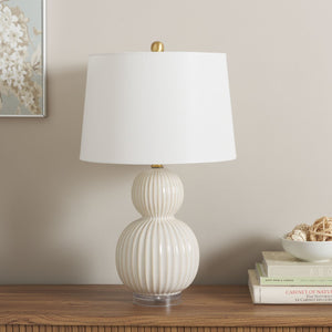 Safavieh ZARREN, 25-Inch Ivory Ceramic Table Lamp for Elegant Ambient Lighting in Modern Home Décor Spaces TBL4413A