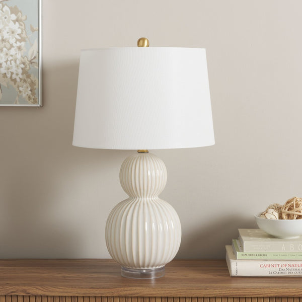 Safavieh ZARREN, 25-Inch Ivory Ceramic Table Lamp for Elegant Ambient Lighting in Modern Home Décor Spaces TBL4413A