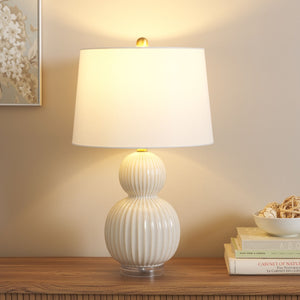 Safavieh ZARREN, 25-Inch Ivory Ceramic Table Lamp for Elegant Ambient Lighting in Modern Home Décor Spaces TBL4413A