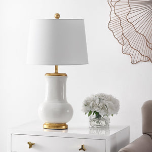 Safavieh EMBERSON, 25-Inch Ivory & Gold Ceramic Table Lamp – Elegant Lighting for Modern & Traditional Homes TBL4414A