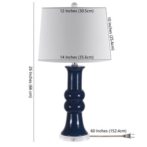 Safavieh LAMBER, Set of 2 Navy Ceramic Table Lamps – Contemporary Design for Modern Living Spaces & More! TBL4418B-SET2