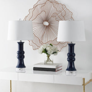 Safavieh LAMBER, Set of 2 Navy Ceramic Table Lamps – Contemporary Design for Modern Living Spaces & More! TBL4418B-SET2