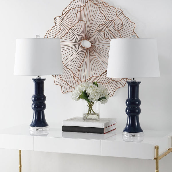 Safavieh LAMBER, Set of 2 Navy Ceramic Table Lamps – Contemporary Design for Modern Living Spaces & More! TBL4418B-SET2