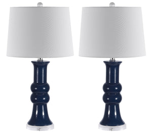Safavieh LAMBER, Set of 2 Navy Ceramic Table Lamps – Contemporary Design for Modern Living Spaces & More! TBL4418B-SET2