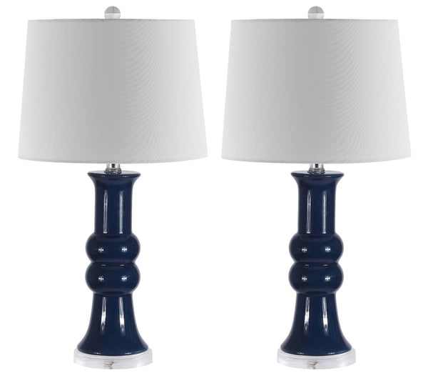 Safavieh LAMBER, Set of 2 Navy Ceramic Table Lamps – Contemporary Design for Modern Living Spaces & More! TBL4418B-SET2