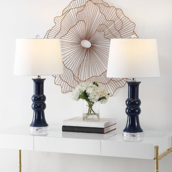 Safavieh LAMBER, Set of 2 Navy Ceramic Table Lamps – Contemporary Design for Modern Living Spaces & More! TBL4418B-SET2