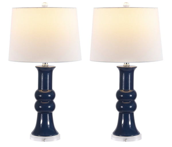 Safavieh LAMBER, Set of 2 Navy Ceramic Table Lamps – Contemporary Design for Modern Living Spaces & More! TBL4418B-SET2