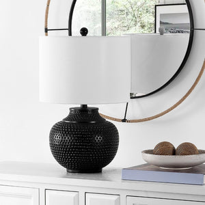Safavieh HEMPER, Matte Black Resin Table Lamp - Sleek 21.5" Sculptural Design for Ambient Illumination TBL4423A
