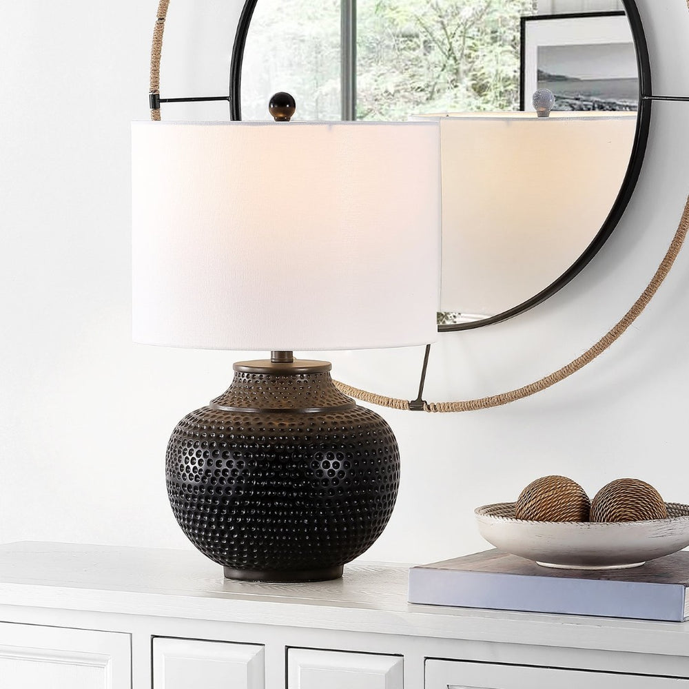 Safavieh HEMPER, Matte Black Resin Table Lamp - Sleek 21.5" Sculptural Design for Ambient Illumination TBL4423A