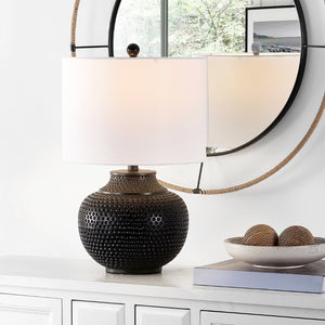 Safavieh HEMPER, Matte Black Resin Table Lamp - Sleek 21.5" Sculptural Design for Ambient Illumination TBL4423A