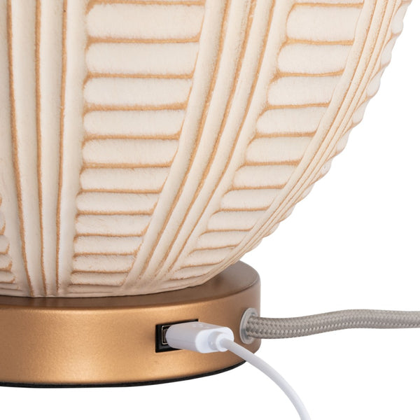 Safavieh MARRLA, 23.5-Inch Cream Resin Table Lamp with USB Port - Elegant Lighting for Home & Office Use TBL4424A