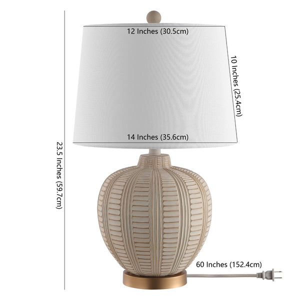 Safavieh MARRLA, 23.5-Inch Cream Resin Table Lamp with USB Port - Elegant Lighting for Home & Office Use TBL4424A