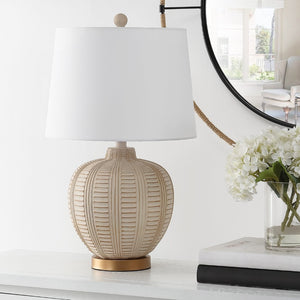 Safavieh MARRLA, 23.5-Inch Cream Resin Table Lamp with USB Port - Elegant Lighting for Home & Office Use TBL4424A