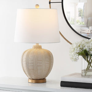 Safavieh MARRLA, 23.5-Inch Cream Resin Table Lamp with USB Port - Elegant Lighting for Home & Office Use TBL4424A