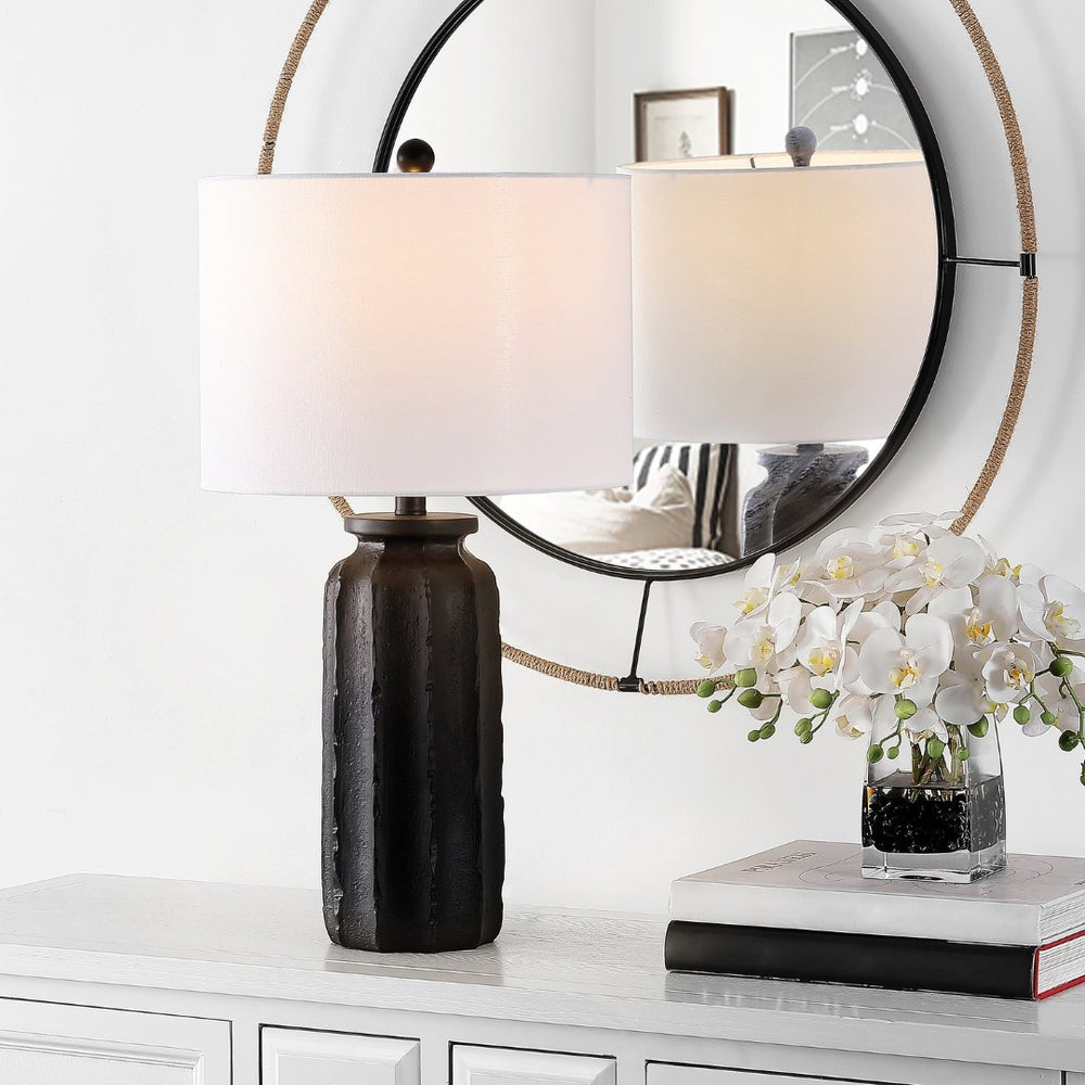 Safavieh CANDRI, 26-Inch Matte Black Resin Table Lamp - Modern Sculptural Design for Warm Ambient Lighting TBL4427A