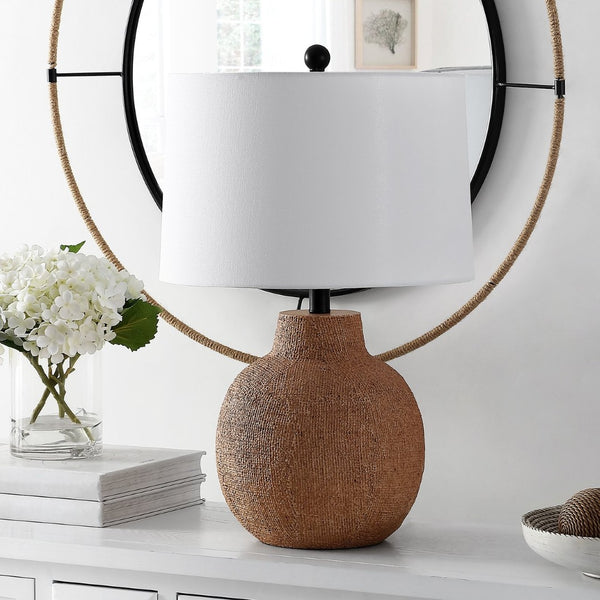 Safavieh ACER, 24-Inch Tan Resin Table Lamp – Elegant Ambient Lighting for Modern Homes & Offices TBL4428A