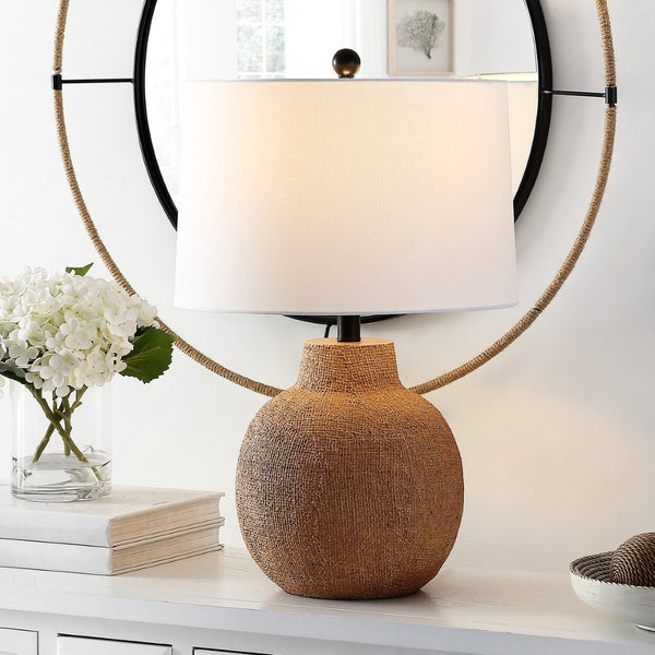 Safavieh ACER, 24-Inch Tan Resin Table Lamp – Elegant Ambient Lighting for Modern Homes & Offices TBL4428A