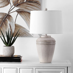 Safavieh DEMLIN, 24-Inch Grey Resin Table Lamp - Modern Minimalist Design for Cozy Ambiance & Versatile Use TBL4429A