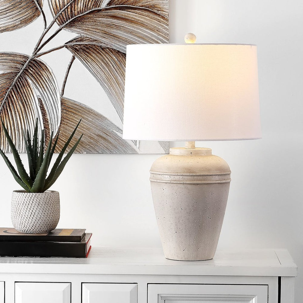 Safavieh DEMLIN, 24-Inch Grey Resin Table Lamp - Modern Minimalist Design for Cozy Ambiance & Versatile Use TBL4429A