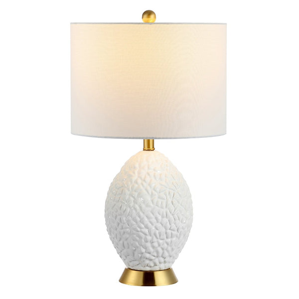 Safavieh KIMLI, Elegant 24.5 Inch Table Lamp with White Shade & Brass Accents for Cozy Home Ambiance TBL4430A