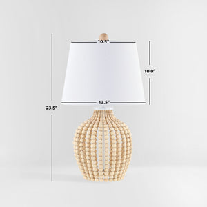 Safavieh REWLI, 23.5-Inch Wood & Iron Table Lamp with Textured Beaded Design for Cozy Ambiance & Style TBL4434A