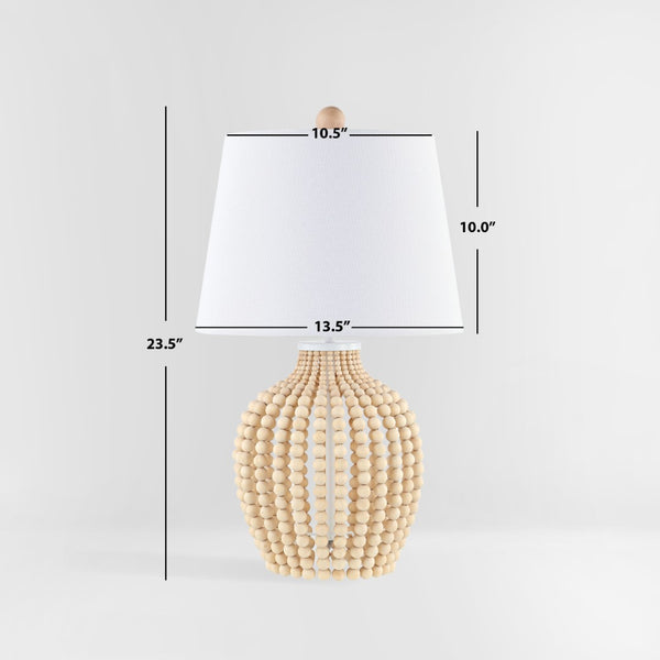 Safavieh REWLI, 23.5-Inch Wood & Iron Table Lamp with Textured Beaded Design for Cozy Ambiance & Style TBL4434A