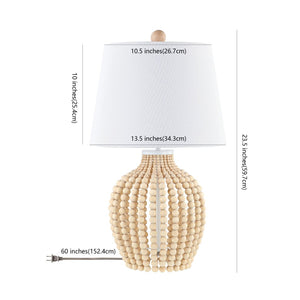Safavieh REWLI, 23.5-Inch Wood & Iron Table Lamp with Textured Beaded Design for Cozy Ambiance & Style TBL4434A