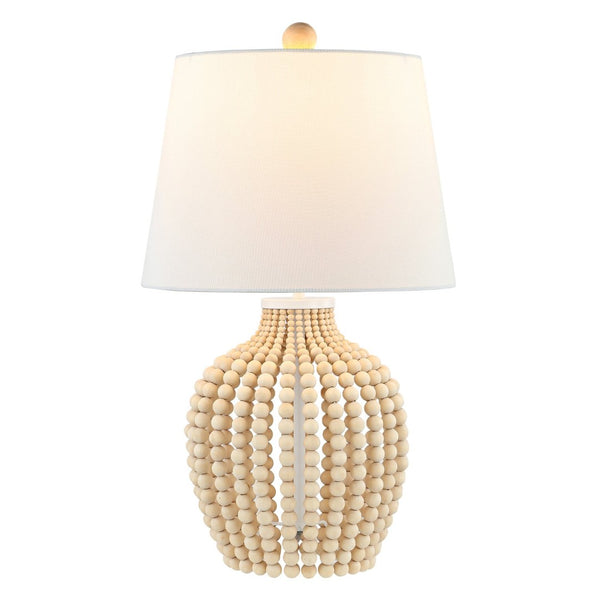 Safavieh REWLI, 23.5-Inch Wood & Iron Table Lamp with Textured Beaded Design for Cozy Ambiance & Style TBL4434A