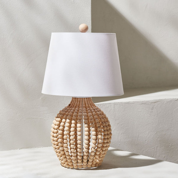Safavieh REWLI, 23.5-Inch Wood & Iron Table Lamp with Textured Beaded Design for Cozy Ambiance & Style TBL4434A