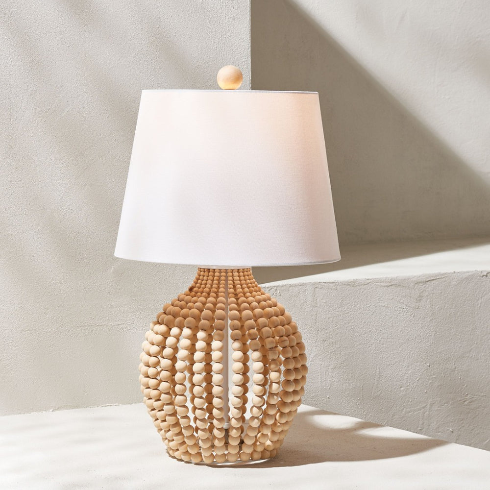 Safavieh REWLI, 23.5-Inch Wood & Iron Table Lamp with Textured Beaded Design for Cozy Ambiance & Style TBL4434A