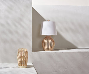 Safavieh REWLI, 23.5-Inch Wood & Iron Table Lamp with Textured Beaded Design for Cozy Ambiance & Style TBL4434A