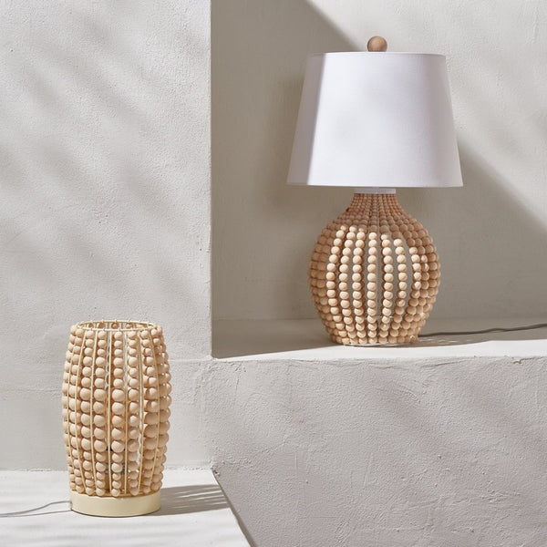 Safavieh REWLI, 23.5-Inch Wood & Iron Table Lamp with Textured Beaded Design for Cozy Ambiance & Style TBL4434A