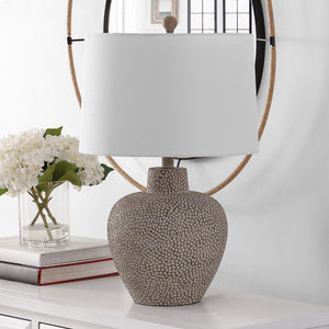 Safavieh KEI, 24-Inch Grey Resin Table Lamp - Modern Style, Warm Ambient Light for Any Room or Decor TBL4435A