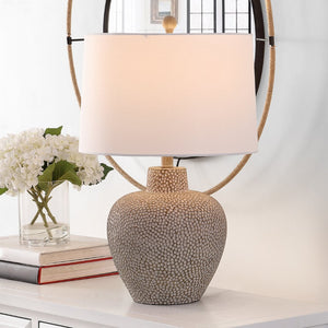 Safavieh KEI, 24-Inch Grey Resin Table Lamp - Modern Style, Warm Ambient Light for Any Room or Decor TBL4435A