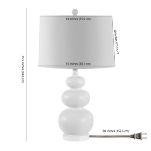 Safavieh DEMENA, Elegant 25.5 Inch White Resin Table Lamp for Modern Spaces, Soft Ambient Light & Style TBL4437A