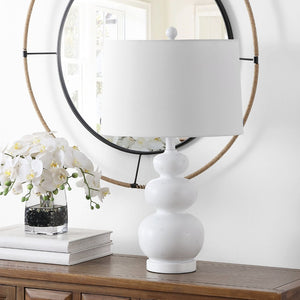 Safavieh DEMENA, Elegant 25.5 Inch White Resin Table Lamp for Modern Spaces, Soft Ambient Light & Style TBL4437A
