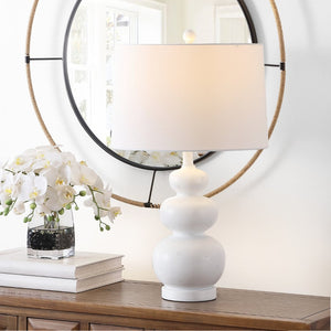 Safavieh DEMENA, Elegant 25.5 Inch White Resin Table Lamp for Modern Spaces, Soft Ambient Light & Style TBL4437A