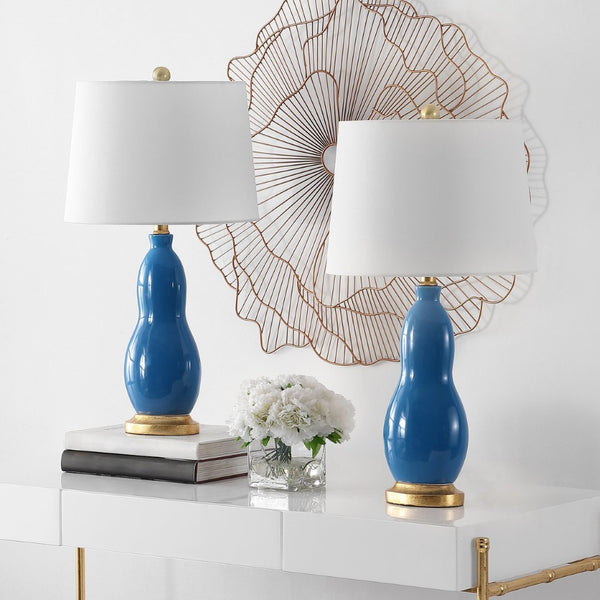 Safavieh ROGAN, Set of 2 Soft Blue Ceramic Table Lamps - Elegant Ambient Lighting for Home Décor Styles TBL4439A-SET2