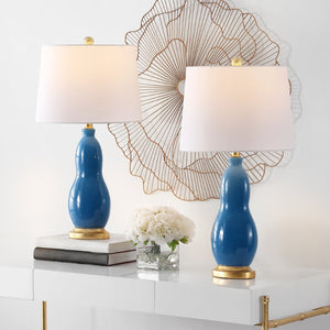 Safavieh ROGAN, Set of 2 Soft Blue Ceramic Table Lamps - Elegant Ambient Lighting for Home Décor Styles TBL4439A-SET2