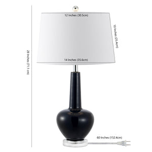 Safavieh SELMI, 28-Inch Navy Glass and Iron Table Lamp – Stylish Home Lighting for Living Rooms and Offices TBL4440A
