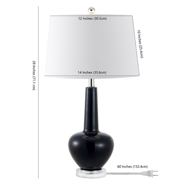 Safavieh SELMI, 28-Inch Navy Glass and Iron Table Lamp – Stylish Home Lighting for Living Rooms and Offices TBL4440A