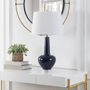 Safavieh SELMI, 28-Inch Navy Glass and Iron Table Lamp – Stylish Home Lighting for Living Rooms and Offices TBL4440A