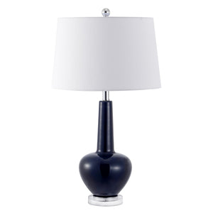 Safavieh SELMI, 28-Inch Navy Glass and Iron Table Lamp – Stylish Home Lighting for Living Rooms and Offices TBL4440A
