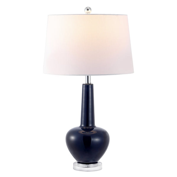Safavieh SELMI, 28-Inch Navy Glass and Iron Table Lamp – Stylish Home Lighting for Living Rooms and Offices TBL4440A