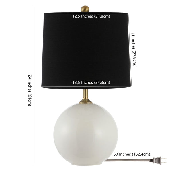 Safavieh RELTA, 24-Inch Modern Table Lamp with White Glass Base & Black Shade for Stylish Home Decor Lighting TBL4441A