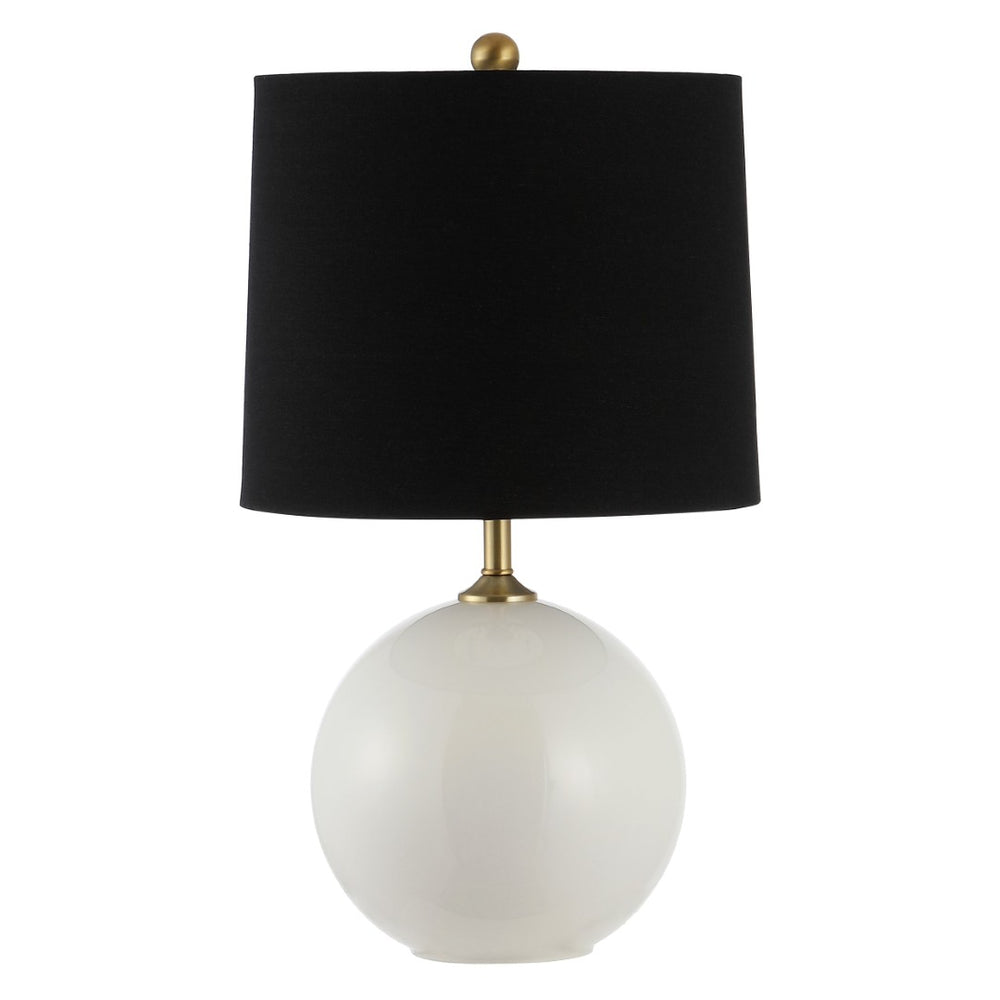 Safavieh RELTA, 24-Inch Modern Table Lamp with White Glass Base & Black Shade for Stylish Home Decor Lighting TBL4441A