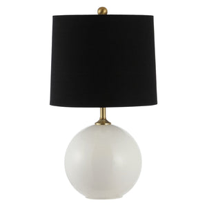 Safavieh RELTA, 24-Inch Modern Table Lamp with White Glass Base & Black Shade for Stylish Home Decor Lighting TBL4441A