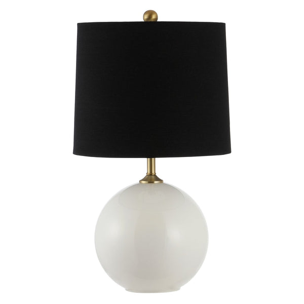 Safavieh RELTA, 24-Inch Modern Table Lamp with White Glass Base & Black Shade for Stylish Home Decor Lighting TBL4441A